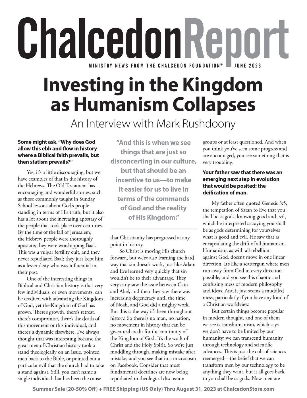 Chalcedon Publications 2023