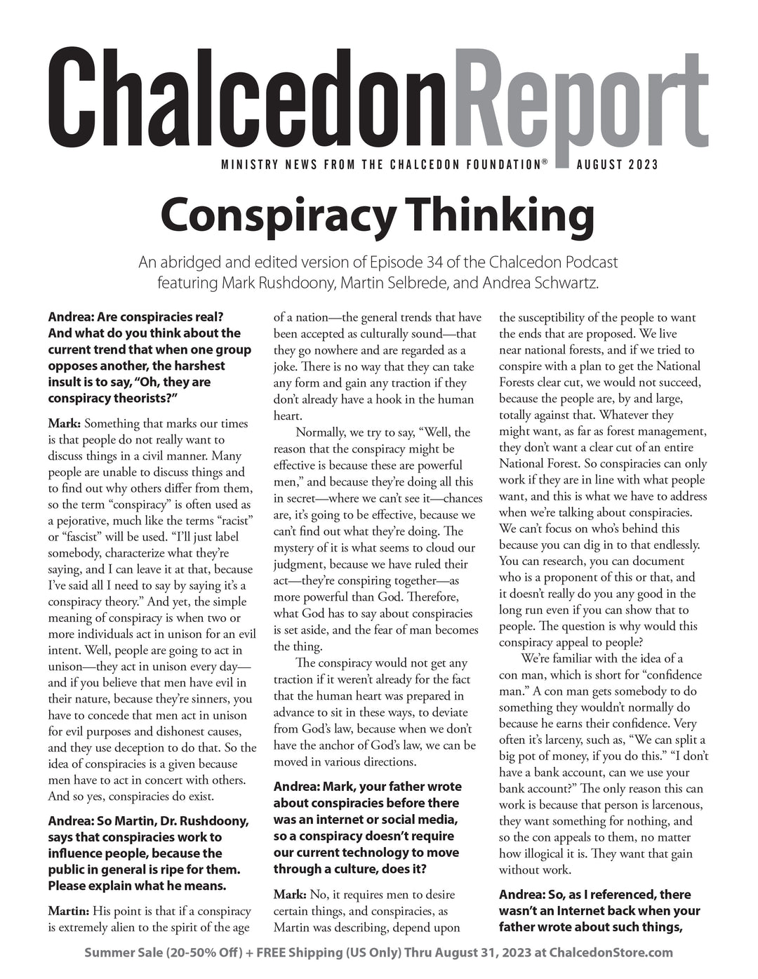Chalcedon Publications 2023