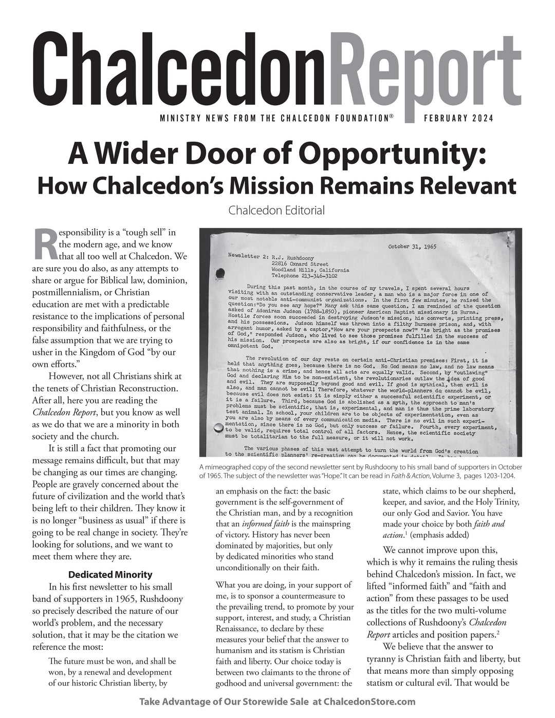 Chalcedon Publications 2024