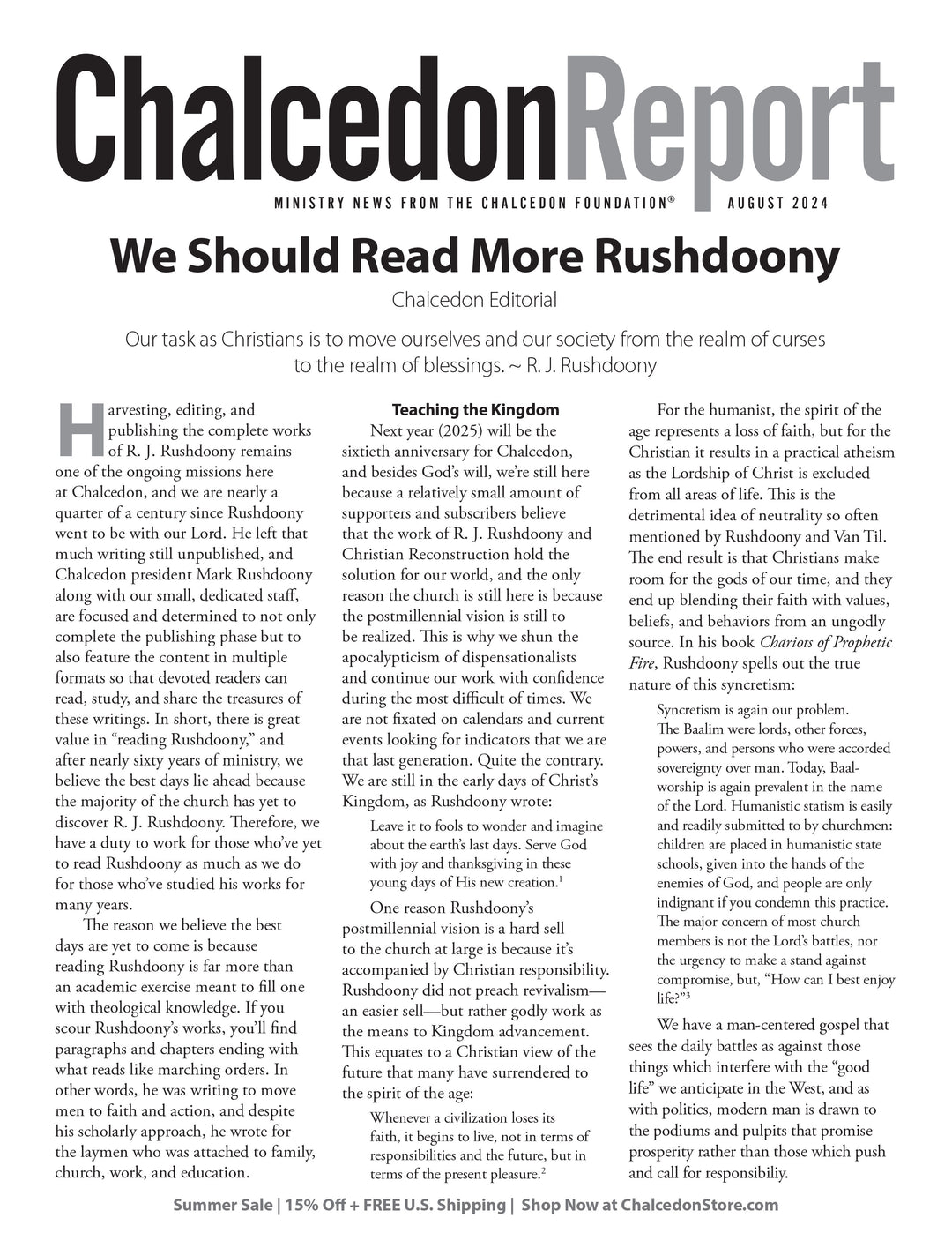 Chalcedon Publications 2024