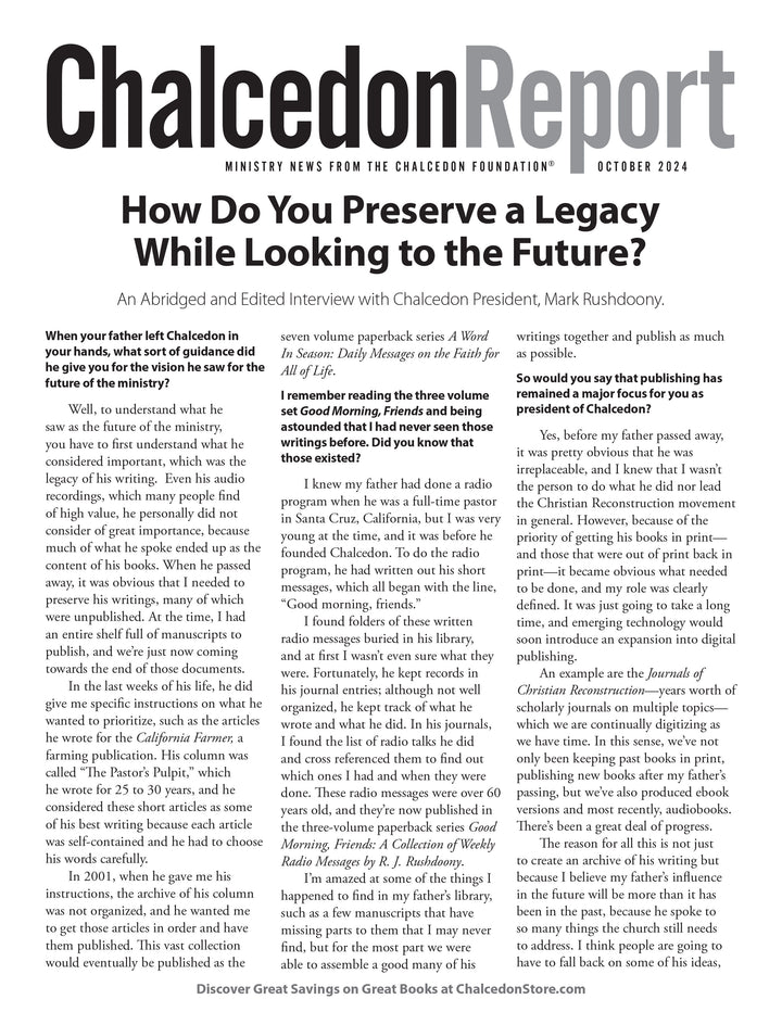Chalcedon Publications 2024