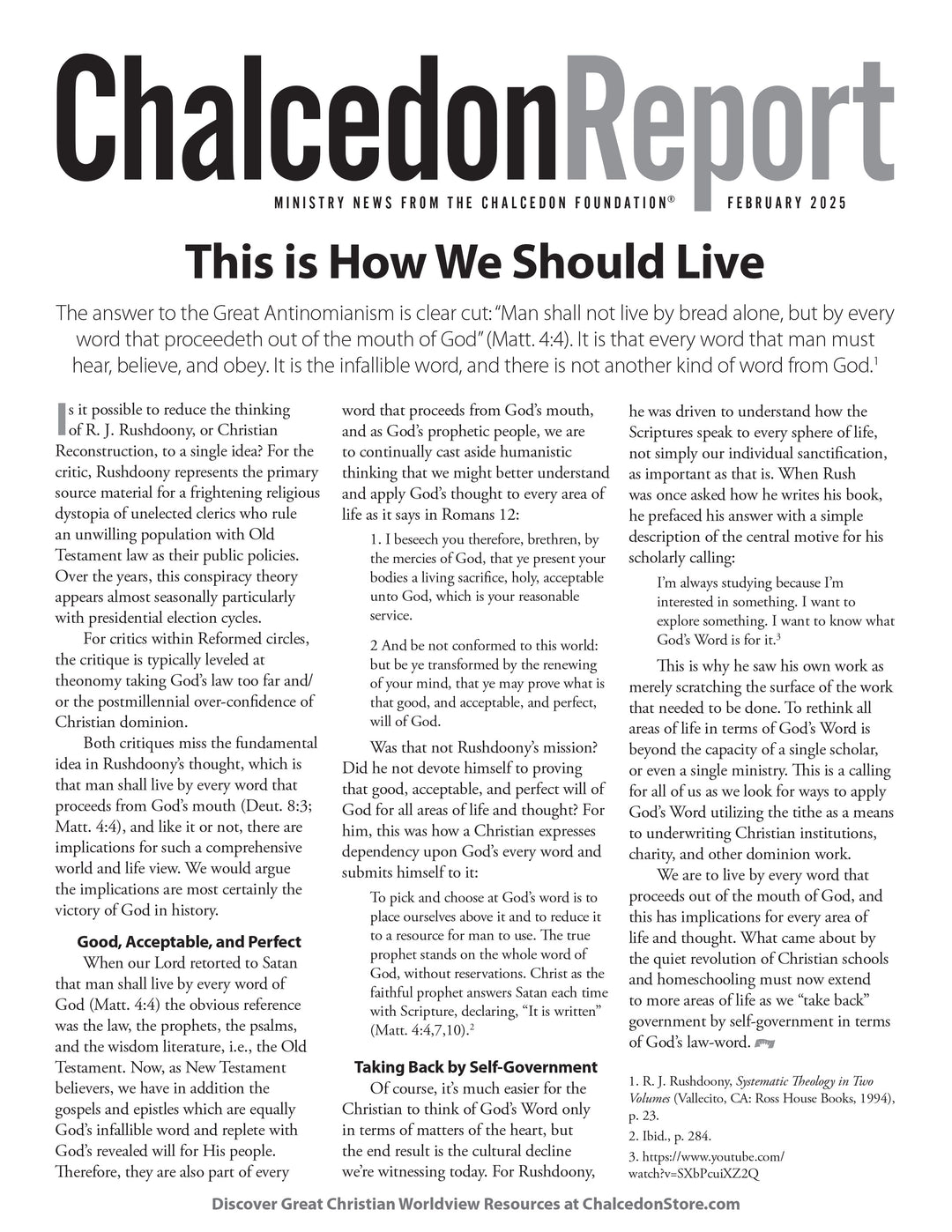 Chalcedon Publications 2025