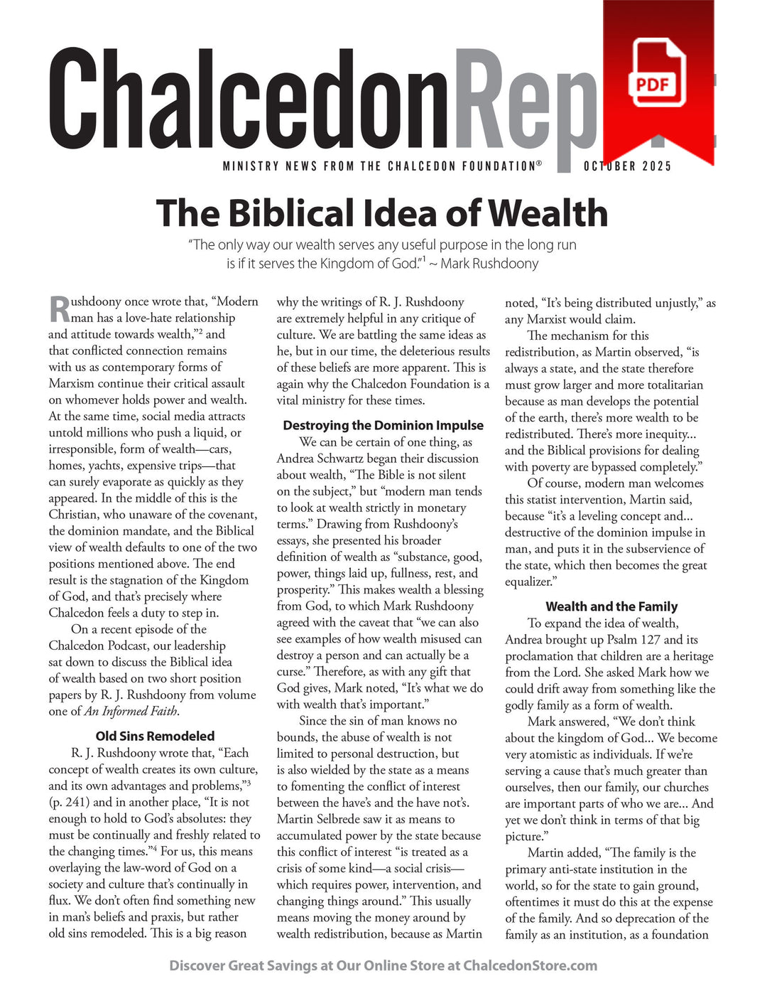 2025 Chalcedon Publications (PDF)