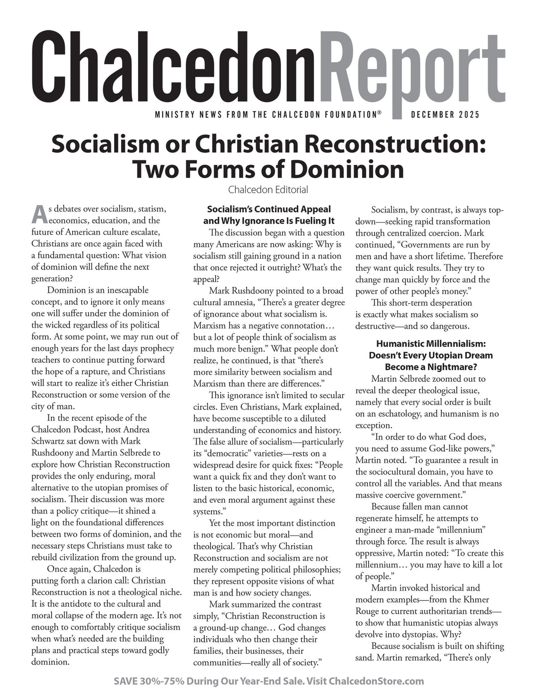 2025 Chalcedon Publications