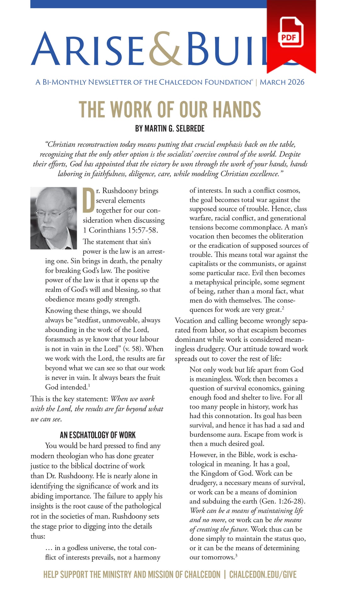 2026 Chalcedon Publications