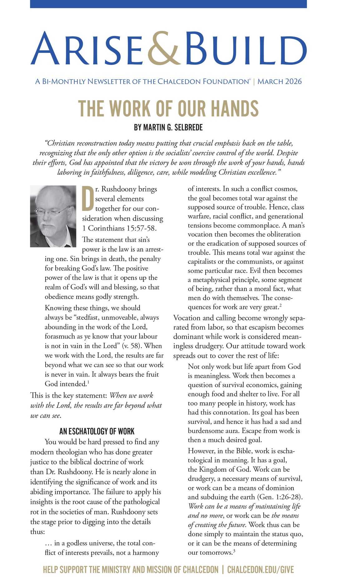 2026 Chalcedon Publications