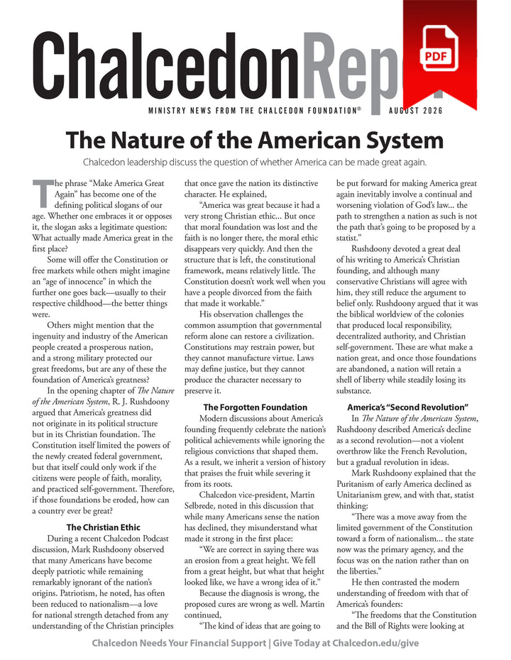 2026 Chalcedon Publications