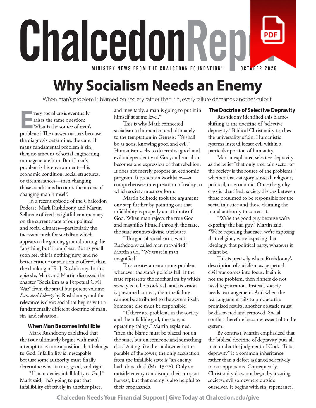 2026 Chalcedon Publications (PDF)