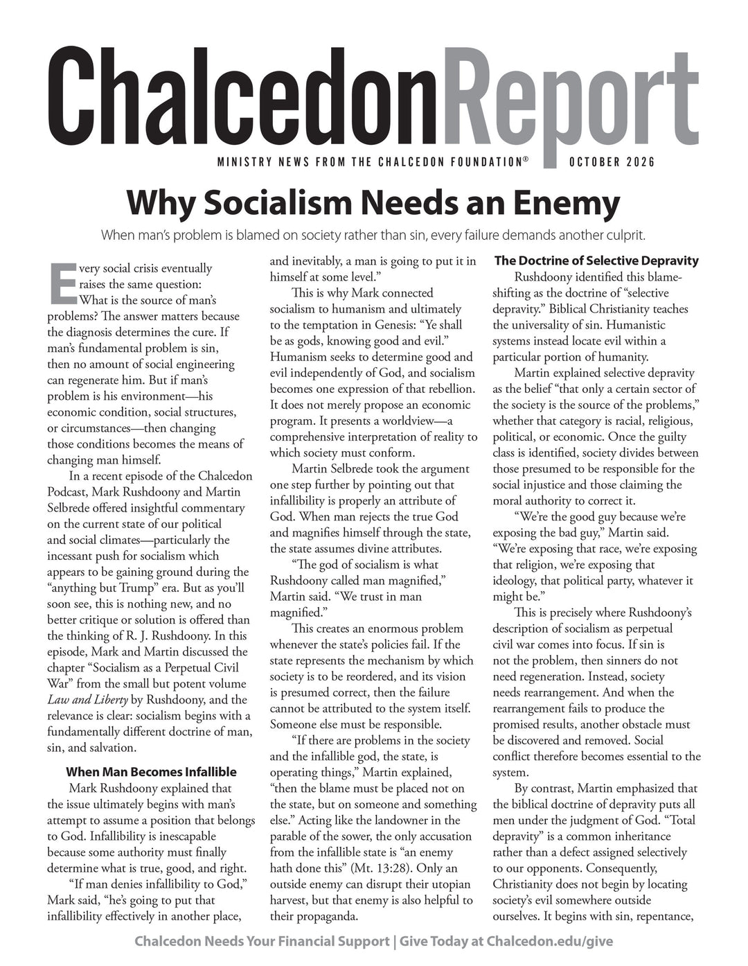 2026 Chalcedon Publications